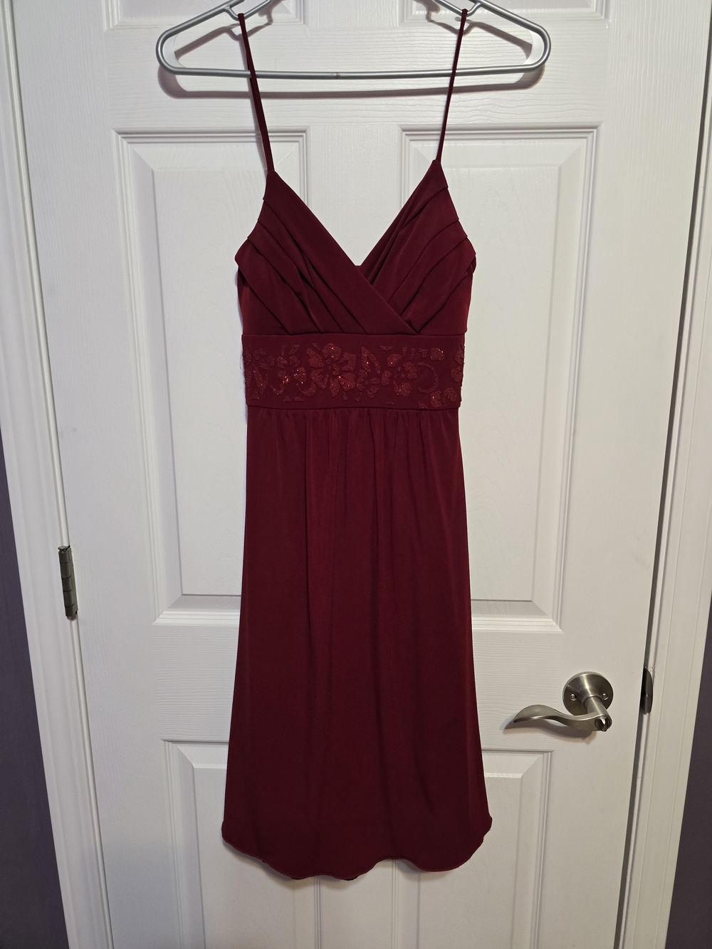 Trixxi Burgundy Spaghetti-Strap Mini Dress